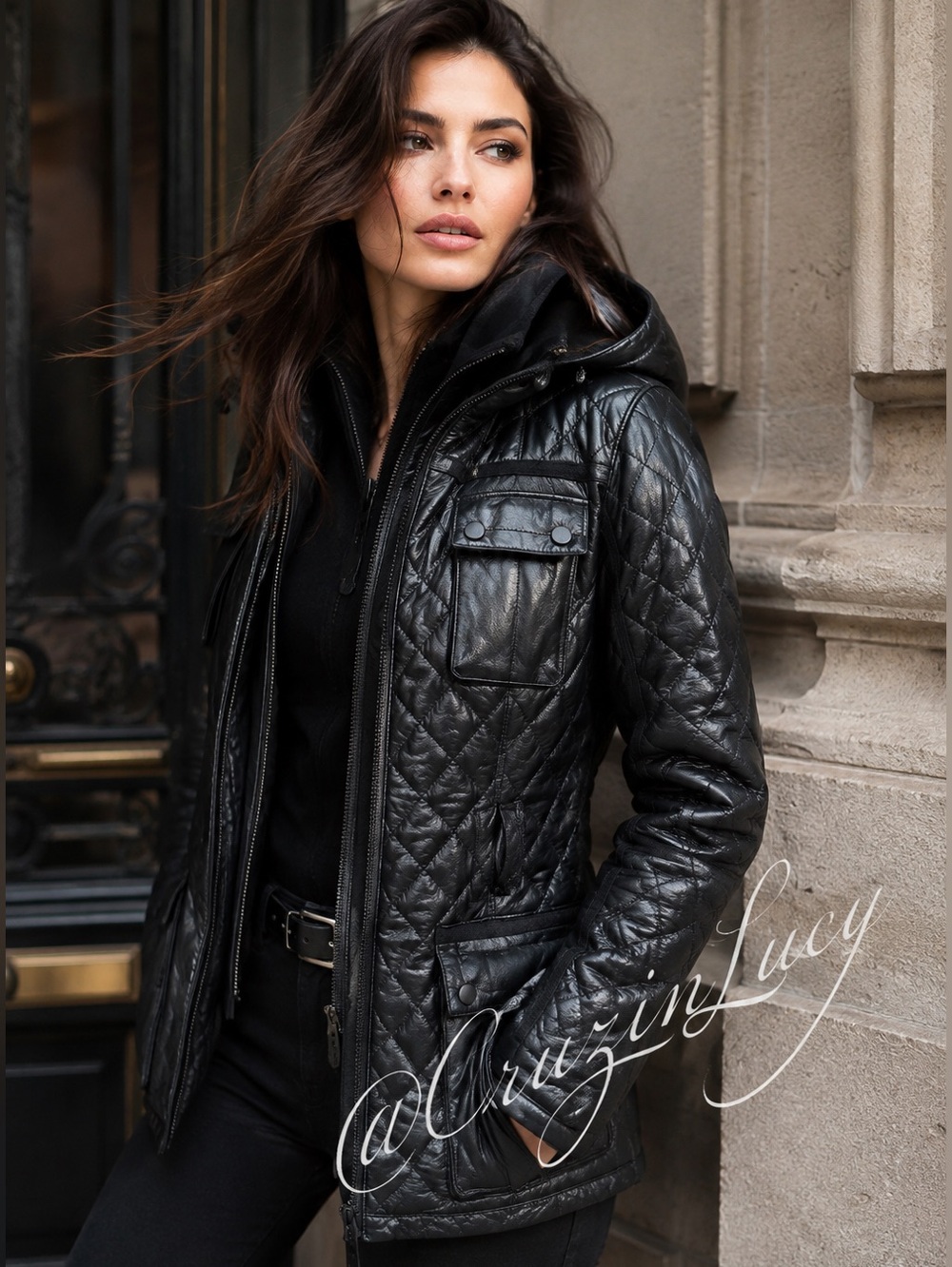 Danier Genuine Leather Quilted Jacket Zip-In Hoodie| Thinsulate | 
XS–S
